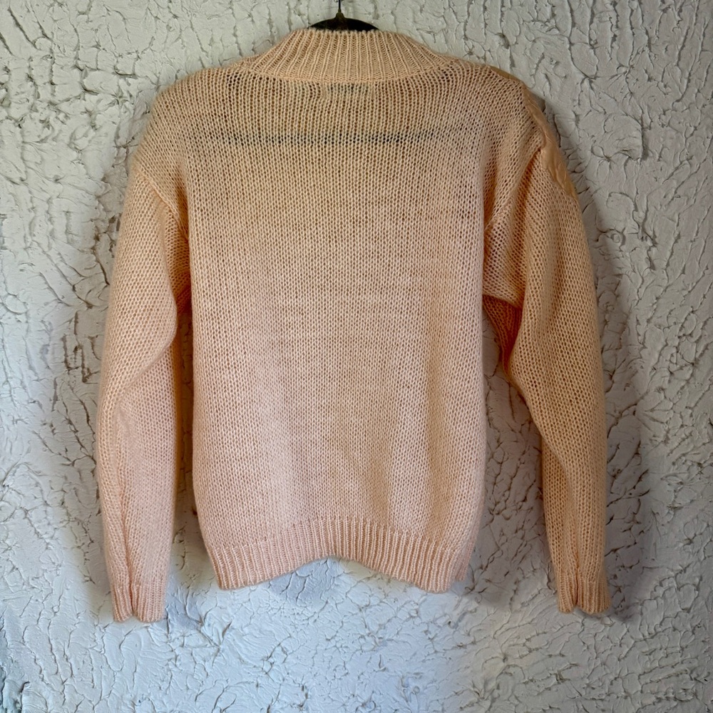 Vintage Peach Women's Turtleneck Sweater with Shoulder Embellishments - Picture 6 of 7